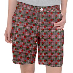 Roses Pink Plaid Pocket Shorts by snowwhitegirl