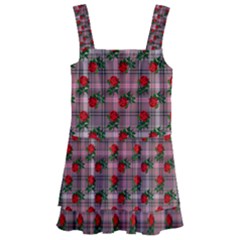 Roses Pink Plaid Kids  Layered Skirt Swimsuit