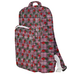 Roses Pink Plaid Double Compartment Backpack