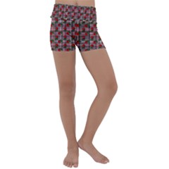 Roses Pink Plaid Kids  Lightweight Velour Yoga Shorts by snowwhitegirl