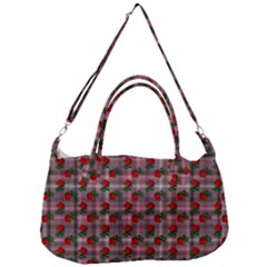 Roses Pink Plaid Removal Strap Handbag