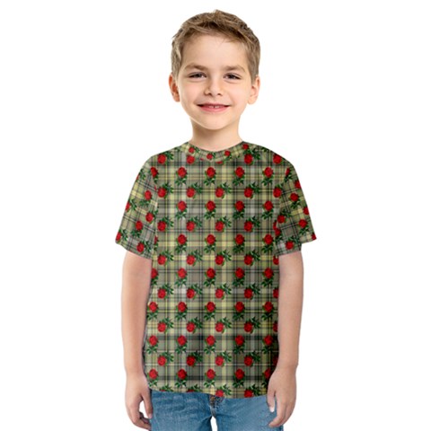 Roses Yellow Plaid Kids  Sport Mesh Tee by snowwhitegirl