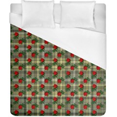 Roses Yellow Plaid Duvet Cover (california King Size) by snowwhitegirl