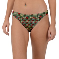 Roses Yellow Plaid Band Bikini Bottom