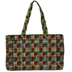 Roses Yellow Plaid Canvas Work Bag