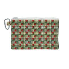 Roses Yellow Plaid Canvas Cosmetic Bag (medium) by snowwhitegirl