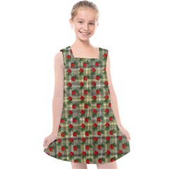 Roses Yellow Plaid Kids  Cross Back Dress by snowwhitegirl