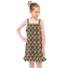 Roses Yellow Plaid Kids  Overall Dress