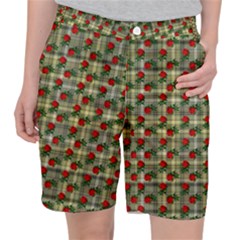 Roses Yellow Plaid Pocket Shorts