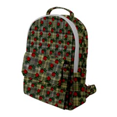 Roses Yellow Plaid Flap Pocket Backpack (large)