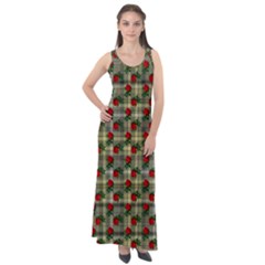 Roses Yellow Plaid Sleeveless Velour Maxi Dress by snowwhitegirl