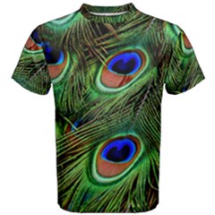 Peacock Feathers Men s Cotton Tee by snowwhitegirl