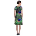 Peacock Feathers Short Sleeve Front Wrap Dress View2