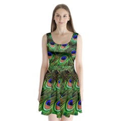 Peacock Feathers Split Back Mini Dress  by snowwhitegirl