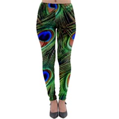 Peacock Feathers Lightweight Velour Leggings