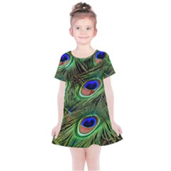 Peacock Feathers Kids  Simple Cotton Dress