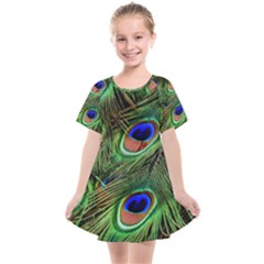 Peacock Feathers Kids  Smock Dress