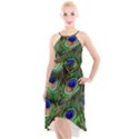 Peacock Feathers High-Low Halter Chiffon Dress  View1