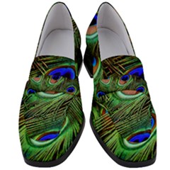 Peacock Feathers Women s Chunky Heel Loafers