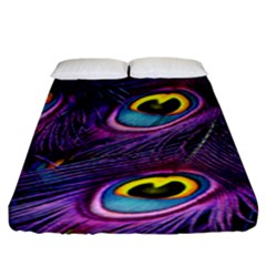 Peacock Feathers Purple Fitted Sheet (king Size) by snowwhitegirl