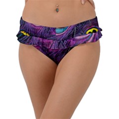 Peacock Feathers Purple Frill Bikini Bottom