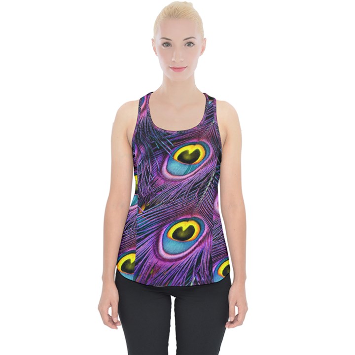 Peacock Feathers Purple Piece Up Tank Top