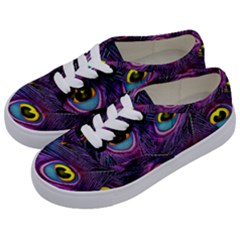 Peacock Feathers Purple Kids  Classic Low Top Sneakers