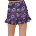 Peacock Feathers Purple Fishtail Mini Chiffon Skirt View2