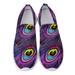 Peacock Feathers Purple Women s Slip On Sneakers