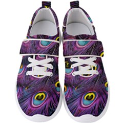 Peacock Feathers Purple Men s Velcro Strap Shoes