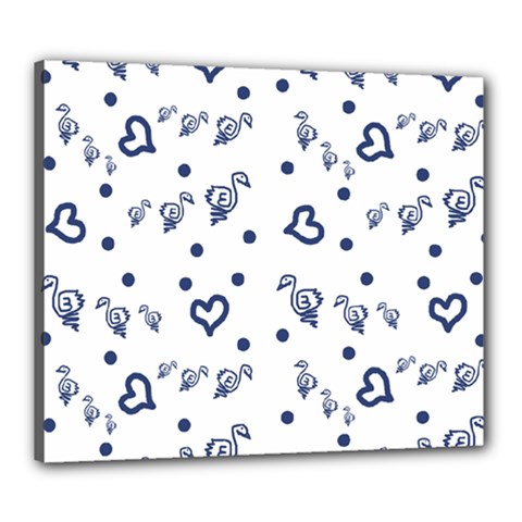 Duck Family Blue Pattern Canvas 24  X 20  (stretched) by snowwhitegirl