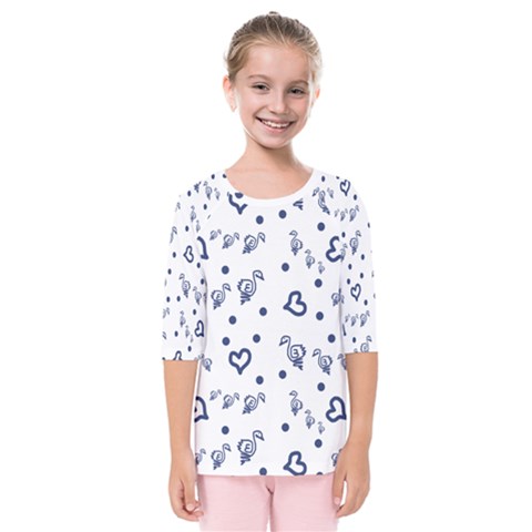 Duck Family Blue Pattern Kids  Quarter Sleeve Raglan Tee by snowwhitegirl