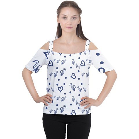 Duck Family Blue Pattern Cutout Shoulder Tee by snowwhitegirl