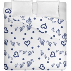 Duck Family Blue Pattern Duvet Cover Double Side (king Size)