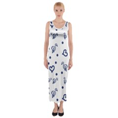 Duck Family Blue Pattern Fitted Maxi Dress by snowwhitegirl