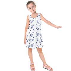 Duck Family Blue Pattern Kids  Sleeveless Dress