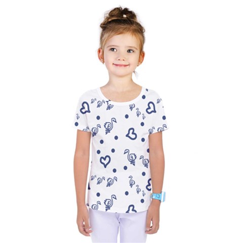 Duck Family Blue Pattern Kids  One Piece Tee by snowwhitegirl