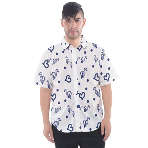 Duck Family Blue Pattern Men s Short Sleeve Shirt by snowwhitegirl