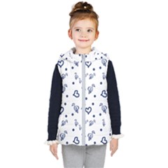 Duck Family Blue Pattern Kids  Hooded Puffer Vest