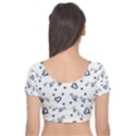 Duck Family Blue Pattern Velvet Short Sleeve Crop Top  View2