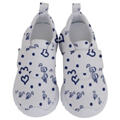 Duck Family Blue Pattern Kids  Velcro No Lace Shoes