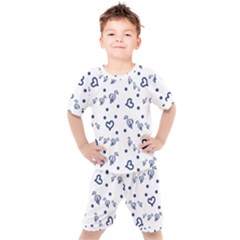 Duck Family Blue Pattern Kids  Tee And Shorts Set by snowwhitegirl