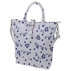 Duck Family Blue Pattern Buckle Top Tote Bag