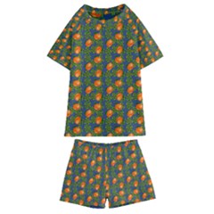 Mandarins Teal Blue Kids  Swim Tee And Shorts Set