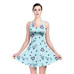 Duck Family Blue Pink Hearts Pattern Reversible Skater Dress by snowwhitegirl