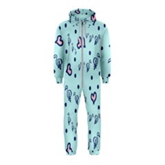 Duck Family Blue Pink Hearts Pattern Hooded Jumpsuit (kids) by snowwhitegirl