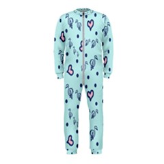 Duck Family Blue Pink Hearts Pattern Onepiece Jumpsuit (kids) by snowwhitegirl