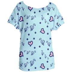 Duck Family Blue Pink Hearts Pattern Women s Oversized Tee by snowwhitegirl