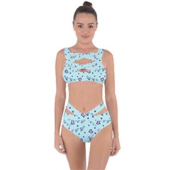 Duck Family Blue Pink Hearts Pattern Bandaged Up Bikini Set 