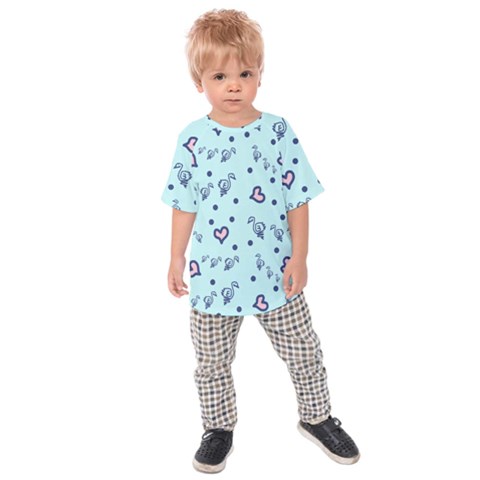 Duck Family Blue Pink Hearts Pattern Kids  Raglan Tee by snowwhitegirl